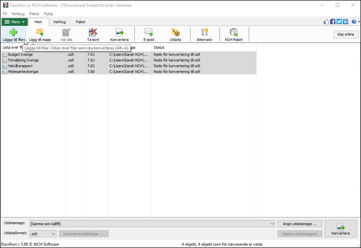 Doxillion Dokument Konverteringsprogram Lägg till filer skärmdump