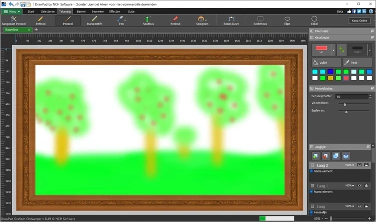 Maak digitale schilderijen met een verscheidenheid aan tekengereedschappen uit de vrije hand DrawPad schermafbeelding