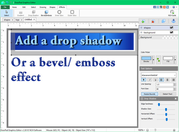 DrawPad text effects screenshot