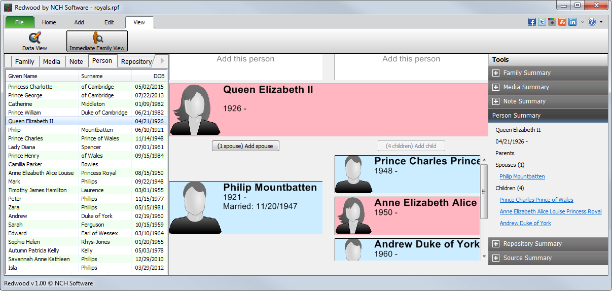 Redwood Family Tree Software Free screenshot