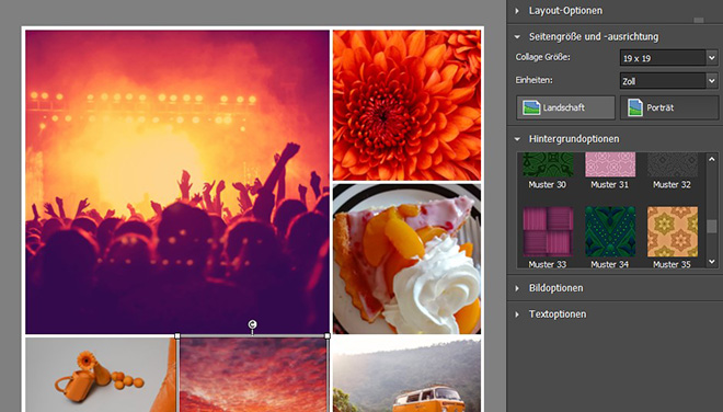 Abbildung des Hinzufügens eines Hintergrunds zu einer Collage