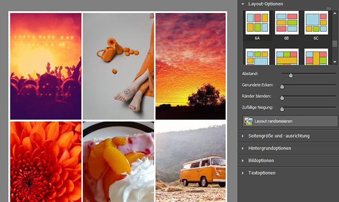 Bild, das zeigt, wie man ein Fotocollage-Layout auswählt
