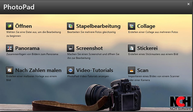 Bild, das zeigt, wie man den Collage-Editor in PhotoPad Photo Editor auswählt