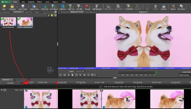 Arrastra los clips a la línea de tiempo