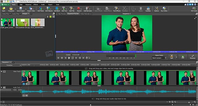 Pantalla de importación de videos de pantalla verde en VideoPad