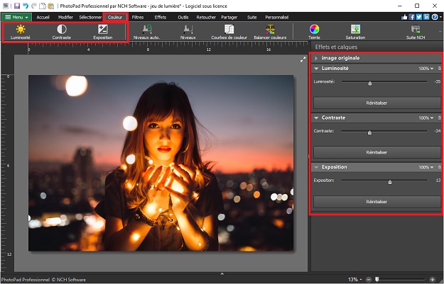 Ajuster la luminosité, le contraste et l'exposition.