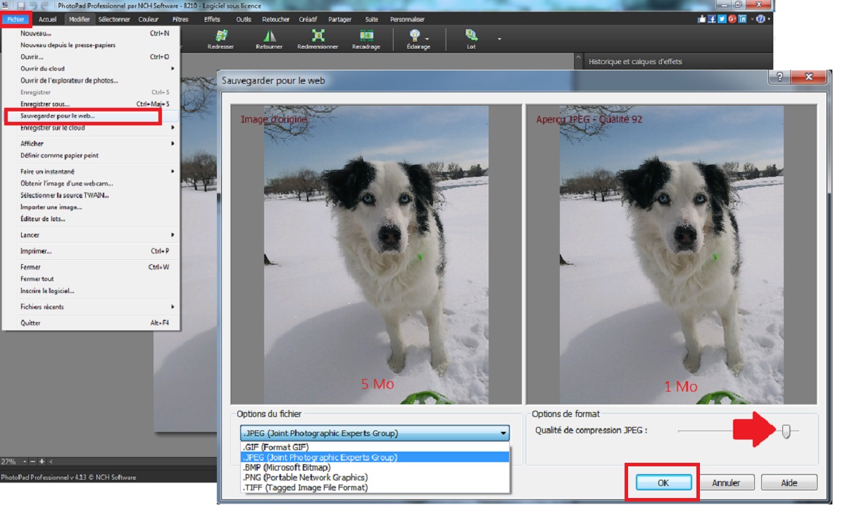 Comment redimensionner en compressant une photo