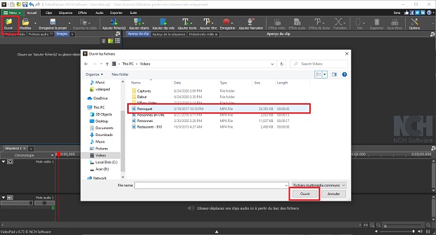 Cliquer pour ouvrir et ajouter à la video.