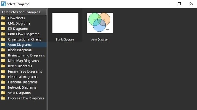 Image displaying how to select Venn diagram templates