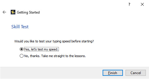 Commencer avec le test de vitesse.