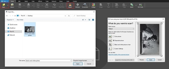 Image displaying how to import black and white photo