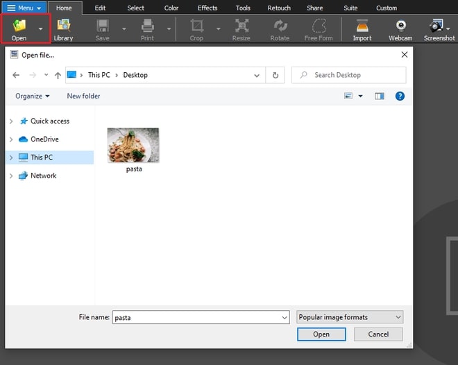 Image displaying how to import KDC files into PhotoPad Photo Editor