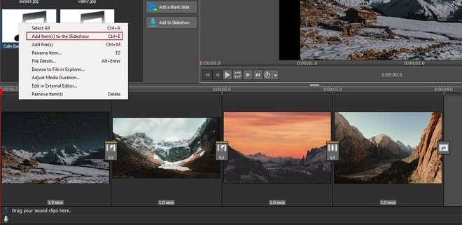 Image displaying how to add audio to a slideshow