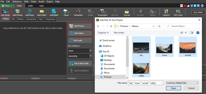 Image displaying how to add photos and videos to media list