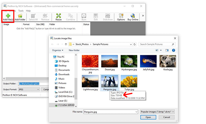 Image displaying how to import PSD files into Pixillion Image Converter Software