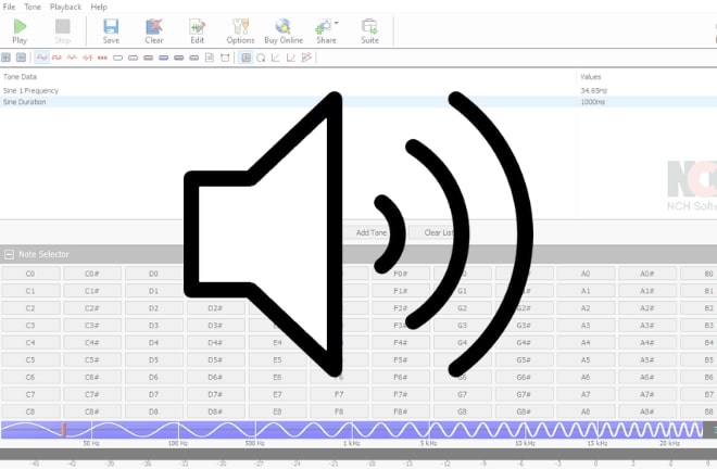 Image displaying how to use the violet noise generator application software