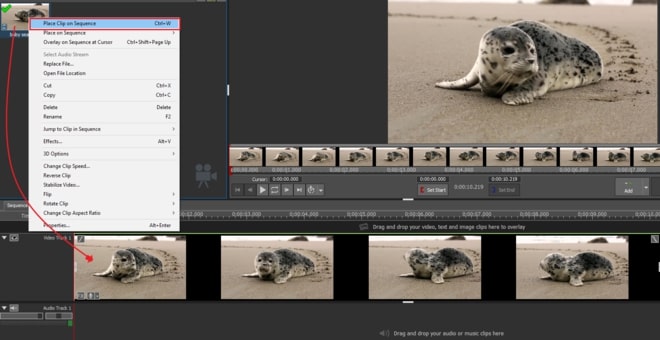 Image displaying how to add video to VideoPad timeline