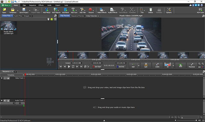 Schrmata Anteprima della clip video in VideoPad Software di editing video