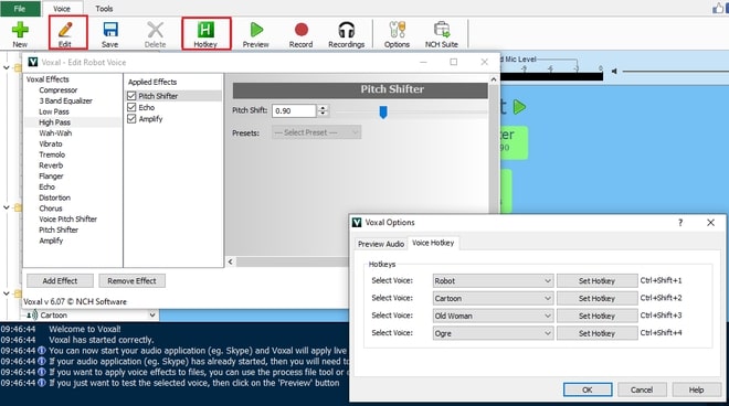 Image displaying how to customize woman voice effect in Voxal Voice Changer