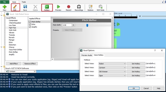 Image displaying how to customize droid voice effect in Voxal Voice Changer