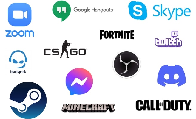 Image displaying some of the compatible apps and games with Voxal Voice Changer