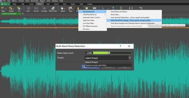 Image displaying how to reduce background noise using Multiband Noise Gating