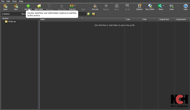 Image displaying how to create a WIM file in Express Zip File Compression Software