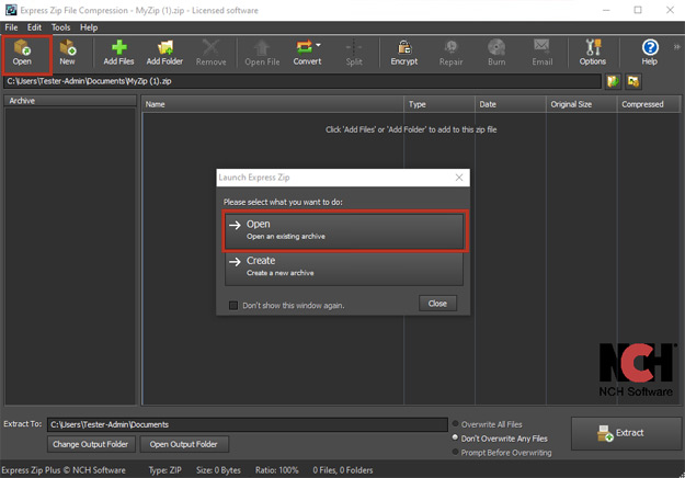 Image displaying how to import BKZ files into Express Zip File Compression Software