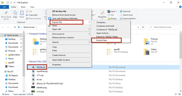 Image displaying how to open TAR files through the context menu