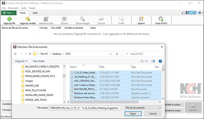 Immagine che mostra come importare file document in Doxillion Software Convertitore di Documenti