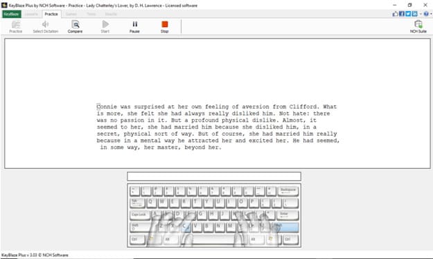 KeyBlaze typing interface.