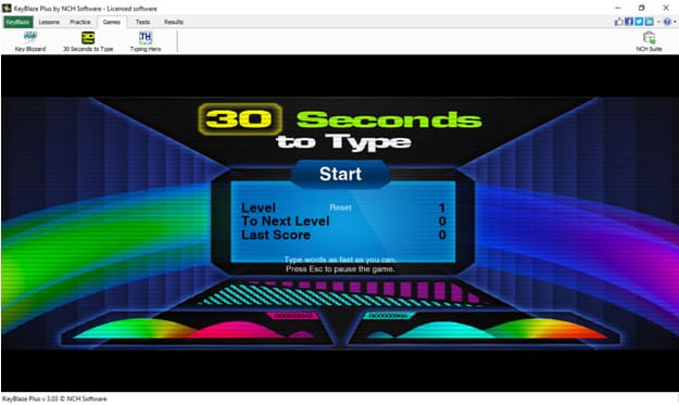 Improve your typing with games such as 30 Seconds to Type