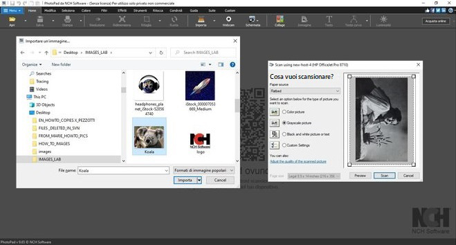 Immagine che mostra come importare foto in bianco e nero.