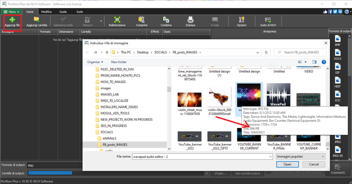 Immagine che mostra come importare file SVG in Pixillion Software Convertitore di Immagini
