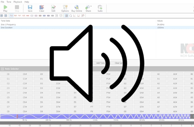 Immagine che mostra come utilizzare il software applicativo del generatore di rumore viola