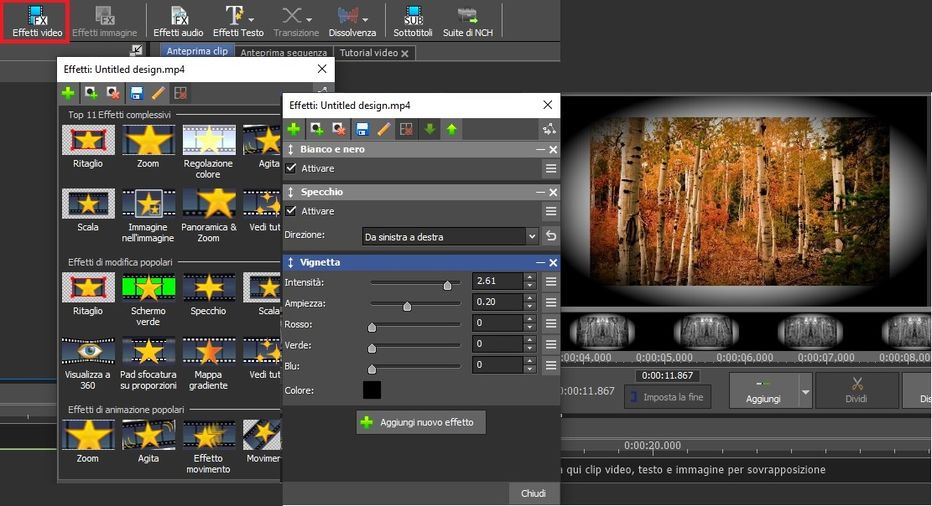 Aggiunta di effetti ai video in VideoPad