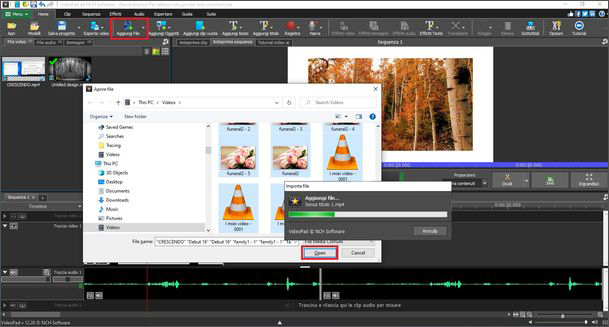 Importazione di file video in VideoPad