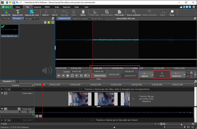 Immagine che mostra come regolare e modificare l'audio nel video