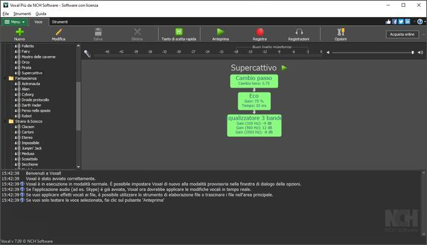 Screenshot dell'interfaccia principale di Voxal