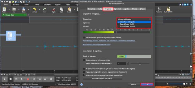Apri Preferenze e seleziona il tuo microfono