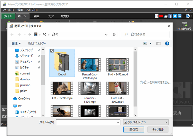 動画からPrism動画ファイル変換ソフトへの変換方法のスクリーンショット