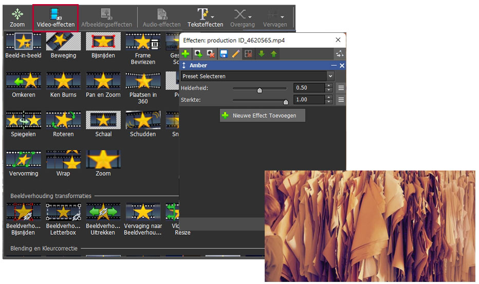 Effecten toevoegen aan video's in VideoPad