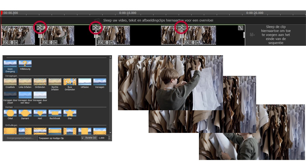 Overgangen toevoegen aan video's