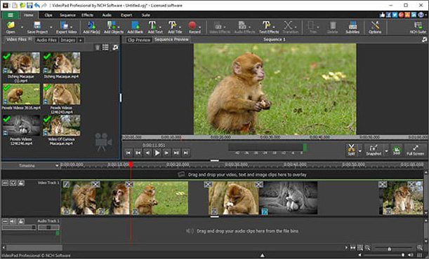 Adicionando vídeos à linha do tempo no VideoPad