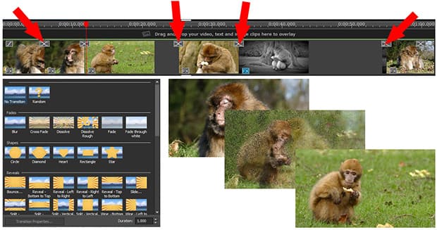 Adicionando transições a vídeos
