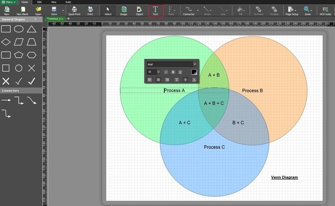 Bild som visar hur du lägger till text i Venndiagrammet