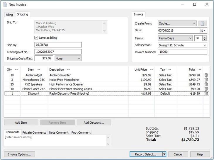 express invoice invoicing software free version