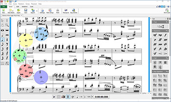 Schermata del software di notazione musicale di Crescendo