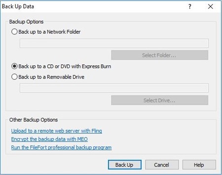 MoneyLine Personal Finance Software backup data screenshot