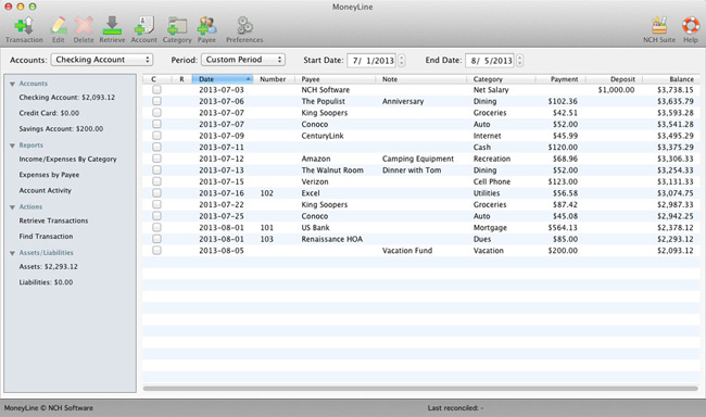 MoneyLine Personal Finance Free for Mac 5.00 full